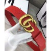 Gucci Leather belt with double G buckle Red