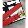 Gucci Leather belt with double G buckle Red