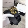Gucci Leather belt with Double G buckle with snake Black