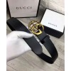 Gucci Leather belt with Double G buckle with snake Black