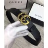 Gucci Leather belt with Double G buckle with snake Black