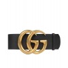 Gucci Leather belt with double G buckle Black