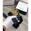 Gucci Leather belt with double G buckle Black