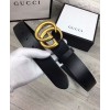 Gucci Leather belt with double G buckle Black