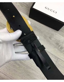 Gucci Leather belt with double G buckle Black