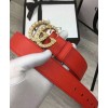 Gucci Leather belt with pearl Double G Red