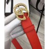 Gucci Leather belt with pearl Double G Red