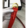 Gucci Leather belt with pearl Double G Red