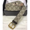 Gucci Bee print GG Supreme belt with Square buckle Coffee