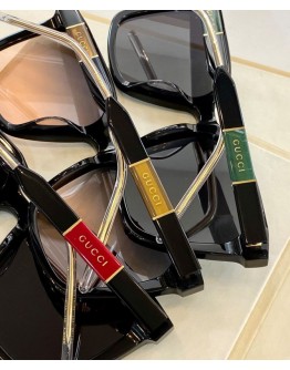 Gucci Color Block Temples Square Frame Sunglasses