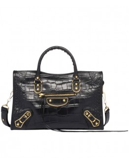 Balenciaga Metallic Edge Small City Shoulder Bag 4328310 Black