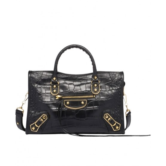 Balenciaga Metallic Edge Small City Shoulder Bag 4328310 Black