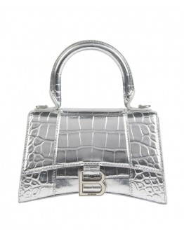 Balenciaga Hourglass XS Top Handle Handbag Silver