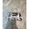 Balenciaga Hourglass Graffiti-Print Leather Mini Handbag 5935461 White
