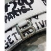 Balenciaga Hourglass Graffiti-Print Leather Mini Handbag 5935461 White