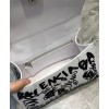 Balenciaga Hourglass Graffiti-Print Leather Mini Handbag 5935461 White