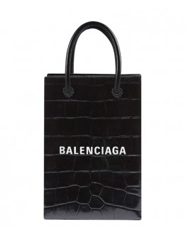 Balenciaga Women's Shopping Phone Holder Black
