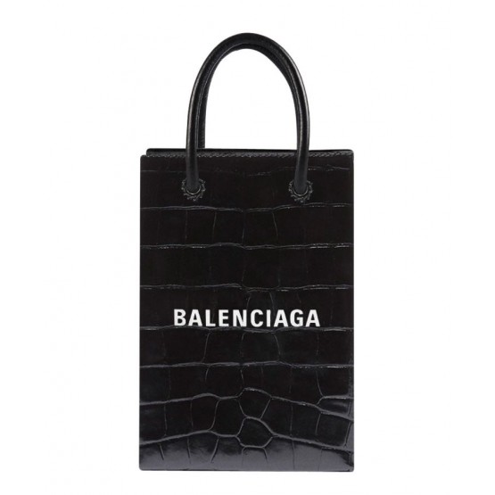 Balenciaga Women's Shopping Phone Holder Black