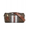 Burberry The Monogram Stripe E-canvas and Leather Barrel Bag Coffee