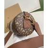 Burberry The Monogram Stripe E-canvas and Leather Barrel Bag Coffee