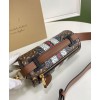 Burberry The Monogram Stripe E-canvas and Leather Barrel Bag Coffee