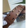 Burberry The Monogram Stripe E-canvas and Leather Barrel Bag Coffee