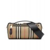 Burberry The Icon Stripe E-canvas and Leather Barrel Bag Apricot