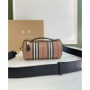 Burberry The Icon Stripe E-canvas and Leather Barrel Bag Apricot
