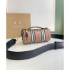 Burberry The Icon Stripe E-canvas and Leather Barrel Bag Apricot
