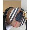 Burberry The Icon Stripe E-canvas and Leather Barrel Bag Apricot