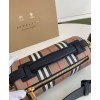 Burberry The Icon Stripe E-canvas and Leather Barrel Bag Apricot