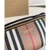 Burberry The Icon Stripe E-canvas and Leather Barrel Bag Apricot