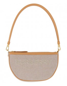 Burberry Embossed Logo Canvas and Leather Olympia Pouch Apricot
