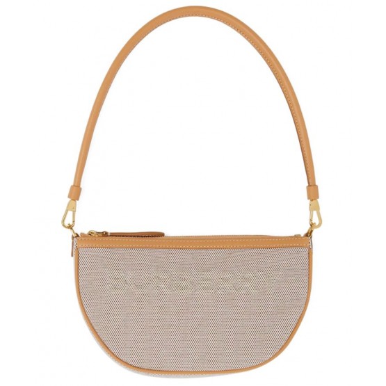 Burberry Embossed Logo Canvas and Leather Olympia Pouch Apricot