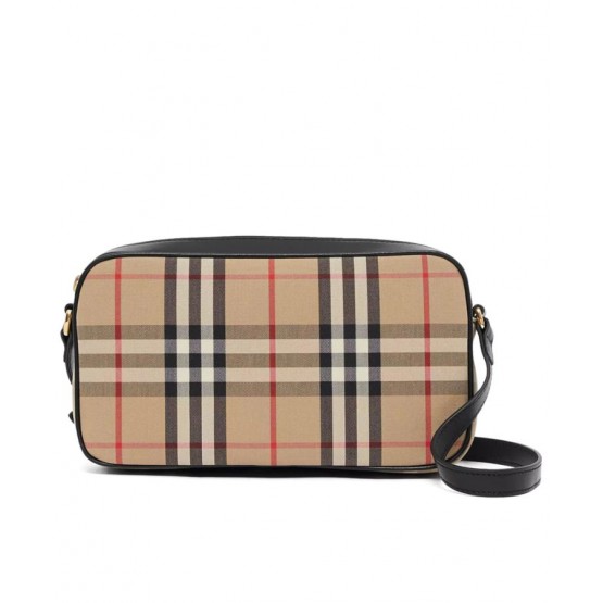 Burberry Small Vintage Check and Leather Camera Bag Apricot