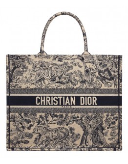 Dior Book Tote Toile de Jouy Bag Blue