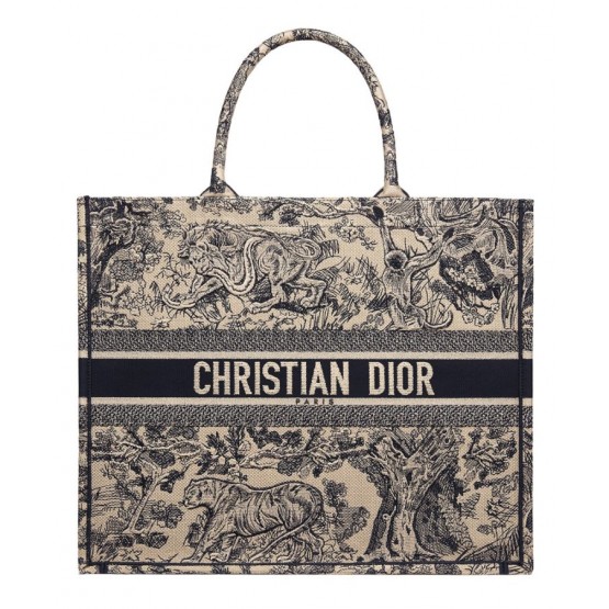 Dior Book Tote Toile de Jouy Bag Blue