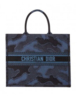 Dior Book Tote Camouflage Embroidered Canvas Bag