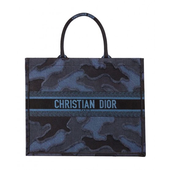 Dior Book Tote Camouflage Embroidered Canvas Bag