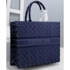 Christian Dior Cannage Embroidered Velvet Dior Book Tote Dark Blue