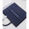 Christian Dior Cannage Embroidered Velvet Dior Book Tote Dark Blue