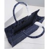 Christian Dior Cannage Embroidered Velvet Dior Book Tote Dark Blue