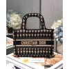 Dior Mini Houndstooth Embroidery Book Tote Handbag Cream
