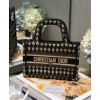 Dior Mini Houndstooth Embroidery Book Tote Handbag Cream