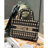 Dior Mini Houndstooth Embroidery Book Tote Handbag Cream