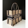 Dior Book Tote Bayadere Small Embroidered Tote Apricot
