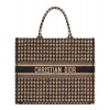 Dior Houndstooth Embroidery Book Tote Handbag Cream