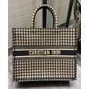 Dior Houndstooth Embroidery Book Tote Handbag Cream