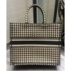 Dior Houndstooth Embroidery Book Tote Handbag Cream