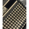 Dior Houndstooth Embroidery Book Tote Handbag Cream